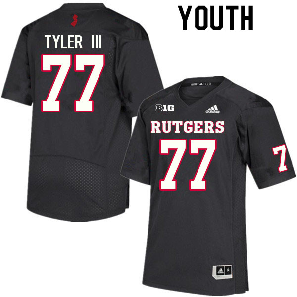 Youth #77 Willie Tyler III Rutgers Scarlet Knights College Football Jerseys Sale-Black - Click Image to Close